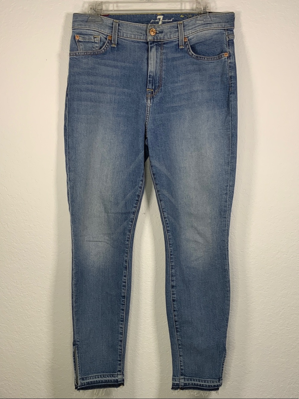 7 For All Mankind High Waist Ankle Skinny Blue Jeans